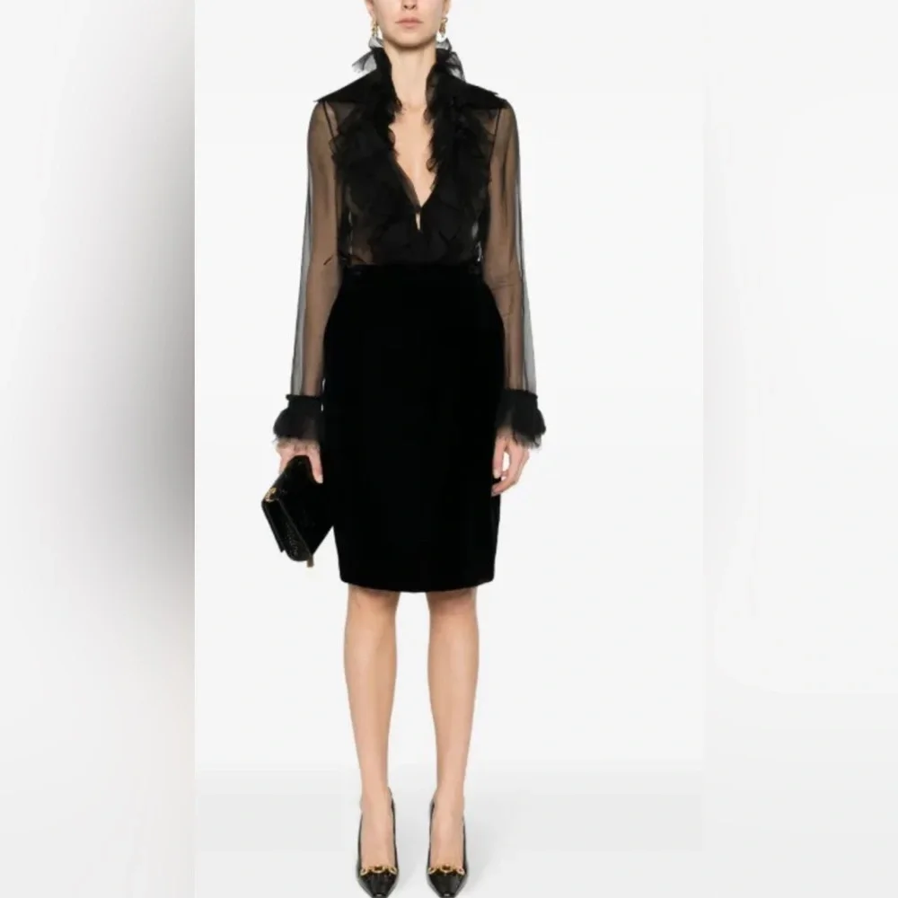 ❤️ NEW Jil Sander Black Velvet Skirt - Picture 1 of 5